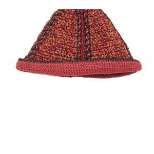 NEW NICHOLAS DALEY hand-crocheted bucket hat in red/black/gold